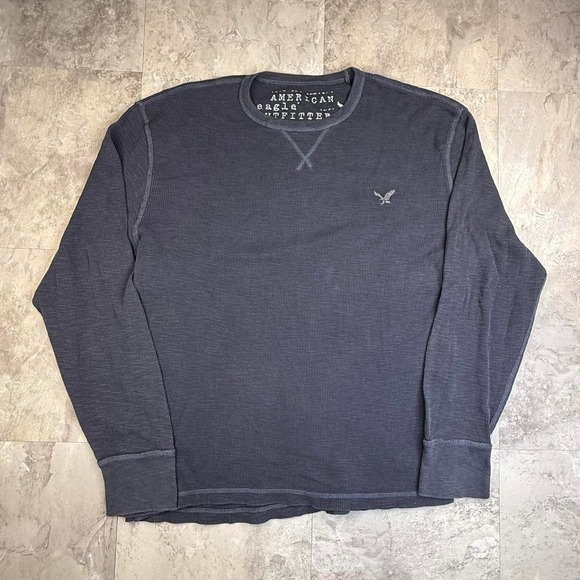 Other - Y2K faded navy long sleeve thermal waffle knit